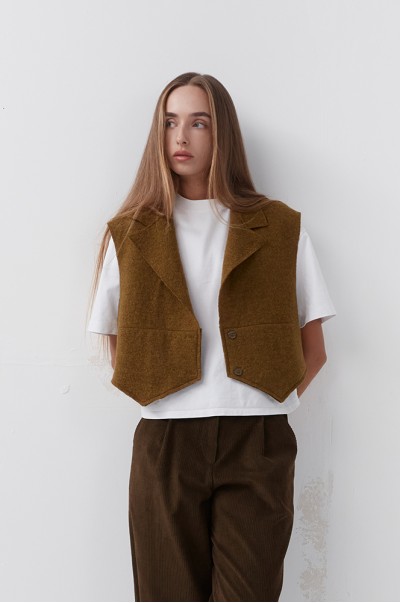 Камізелька вовна з кутками тютюновий (КА 97)